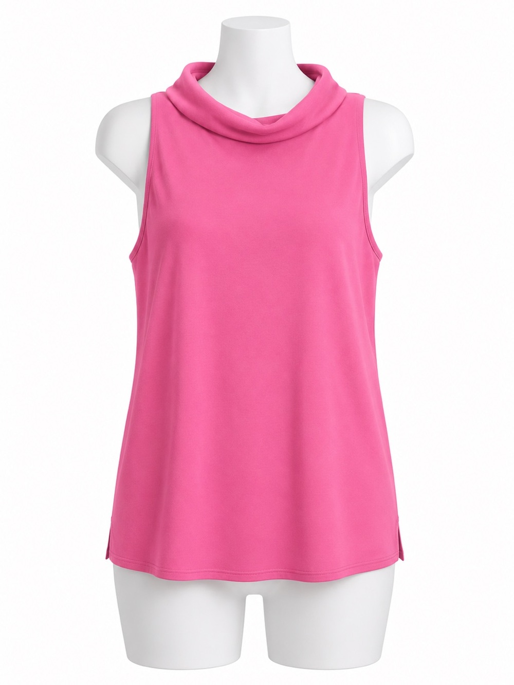 Talbots Vibrant Pink Top M. draped collar sleeveless Cotton & spandex